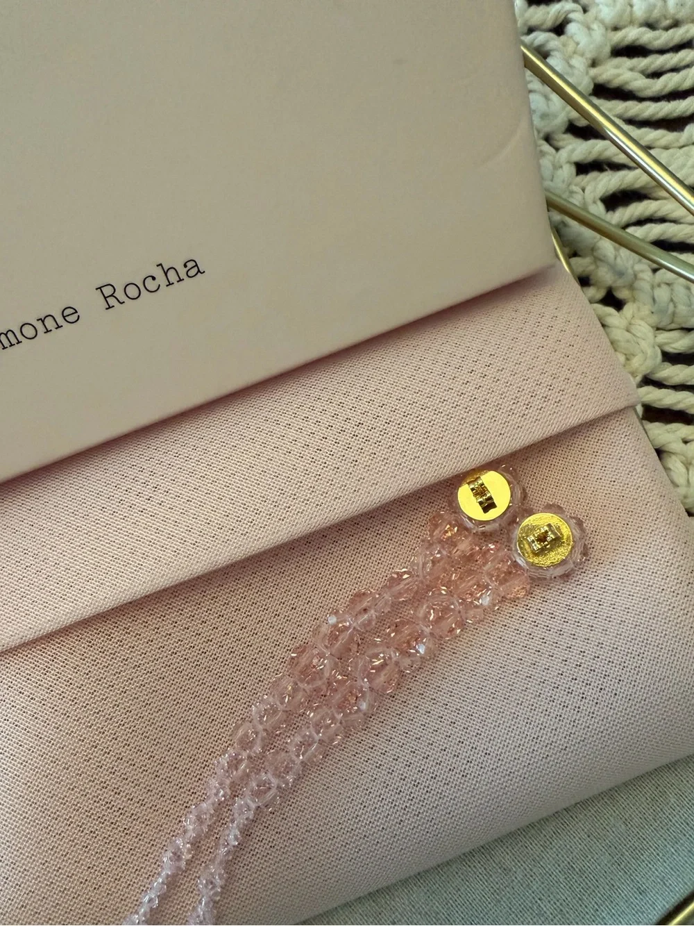 Simone Rocha Beaded Drop Earrings in Pale Pink - New with Tags in Box
